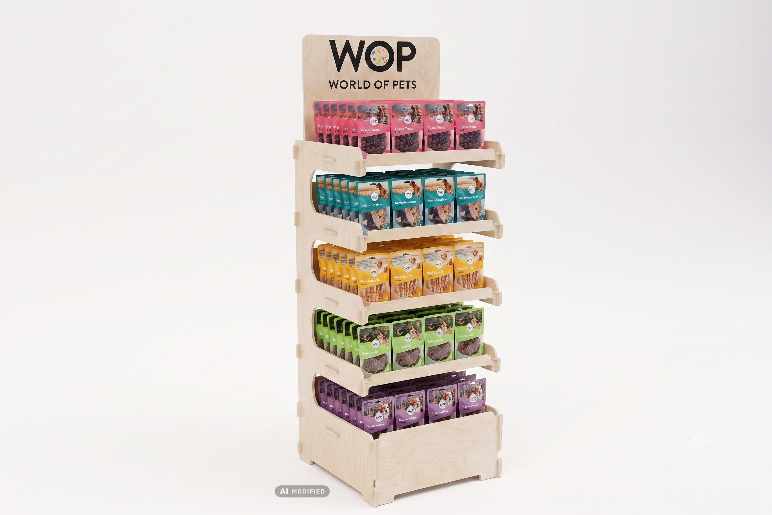 Visualisierung eines WOP - World of Pets Sortimentsdisplays als Zweitplatzierung